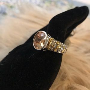 Topaz CZ  Silver Ring  Cobblestone Design Size 7